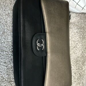 CHANEL limited  Black and pewter Leather Shoulder Bag